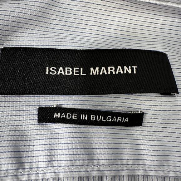 Isabel Marant Shirt Women’s 34 Blue Striped Cotton Long Sleeve Button-Up US 2 - Picture 6 of 11